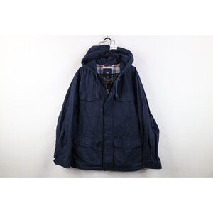 Vintage Y2K Gap Mens XL Faded Lined Heavyweight Hooded Parka Jacket Navy Blue